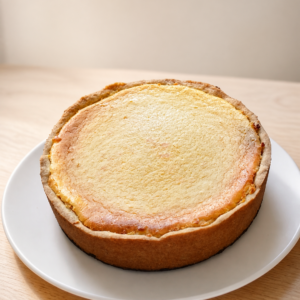 Käsekuchen auf einem weißen Teller